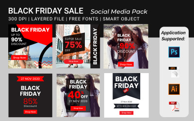 Volume del modello di banner quadrato del Black Friday - 9 per i social media