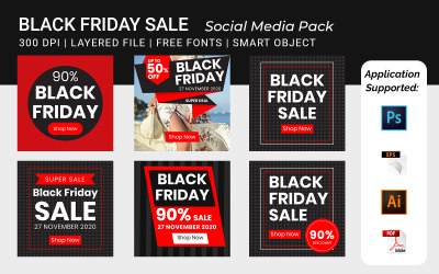 Volume del modello di banner quadrato del Black Friday - 7 per i social media