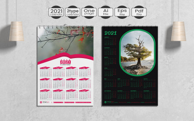 2021 Two Type Wall Calendar Template Planner 115823