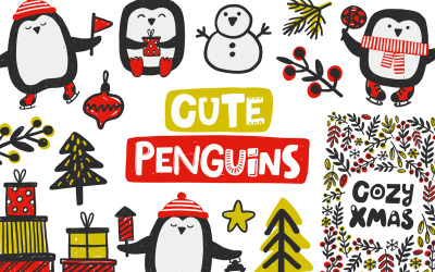 Cute Penguins. Christmas Collection Illustration 115928