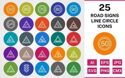 Ensemble d&amp;#39;icônes de 25 panneaux de signalisation de route