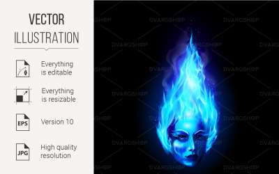 Head in Fire - Vector Image