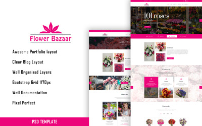 Reszponzív FlowerBazaar – eCommerce PSD sablon 115954