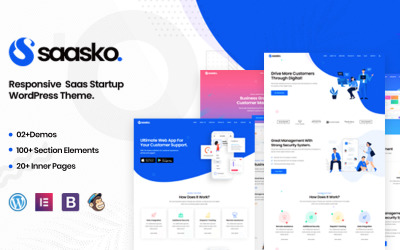 "Saasko - Saas Startup WordPress Theme" - адаптивний WordPress шаблон №115955