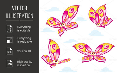 Cartoon Colorful Butterflies - Vector Image