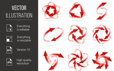 Set of Arrow Circles - Vector Image