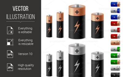 Set of Battery - Vector Image