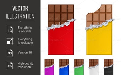 Set of Chocolate Bars in Colorful Wrappers - Vector Image