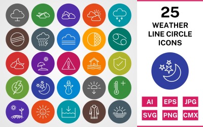 25 VÄDERLINJE CIRCLE PACK Ikonuppsättning