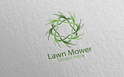 Lawn Mower Gardener Mowing 12 Logo Template