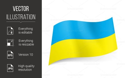 National Flag of Ukraine: Blue and Yellow Horizontal Stripes - Vector Image
