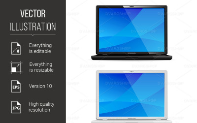 New Black and White Laptop - Vector Image