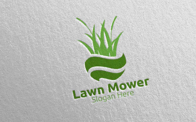 Plantilla de logotipo de Global Lawn Mower Gardener Mowing 26