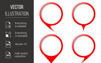 Red Map Text Marker  Illustration for Design on White Background - Vector Image