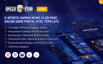 Responsywny szablon strony www Speedstar - eSports Gaming HTML #116137