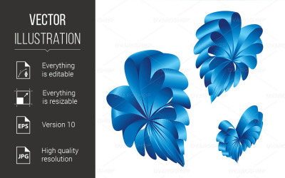 Ribbons Curled Into the Shape of a Blue Hearts - Vector Image