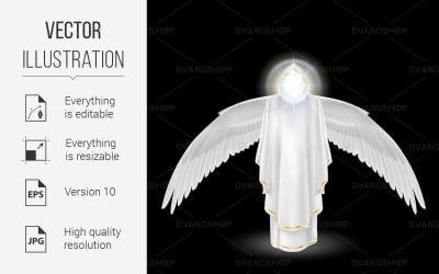 White Angel on Black - Vector Image