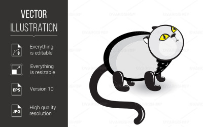 Cartoon Gray Cat With Sad Eyes - Vector Image