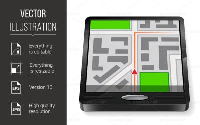 GPS Navigator Without Text Illustration on White Background for Design - Vector Image