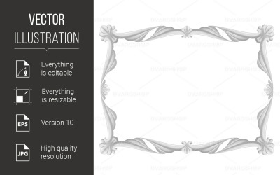 Grå härlig ramillustration på vit bakgrund - vektorbild