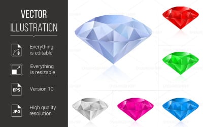 Realistische Diamanten in verschiedenen Farben - Vektorbild
