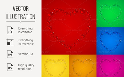 Water Drops Hearts - Vector Image