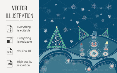 Winter Kerst Achtergrond - Vector Afbeelding