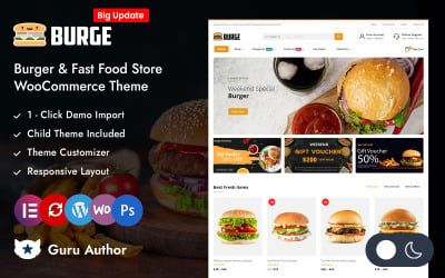Burge – адаптивна тема WooCommerce для магазину швидкого харчування Elementor