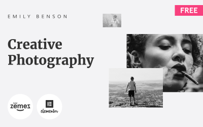 Emily Benson - Gratis fotografering med en sida WordPress-tema