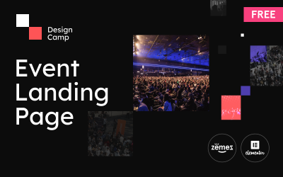 Responsywny motyw WordPress DesignCamp - Free Modern Event Landing Page Platform WordPress Theme #116428