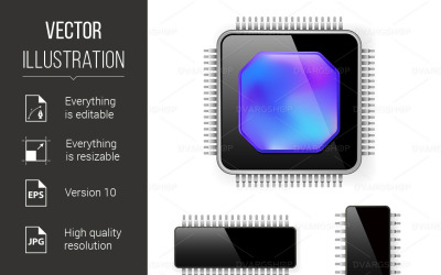 Computer Microcircuit - Vector Image