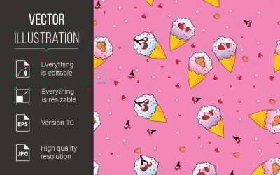 Seamless Texture of the Different Ice Cream - Vector Image