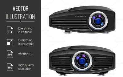 Realistic Multimedia Projector - Vector Image