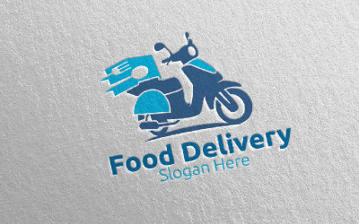 Scooter Fast Food Delivery 7 Logo Şablonu