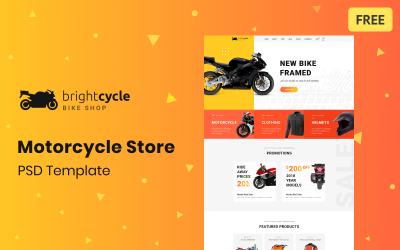 Brightcycle - Motosiklet Mağazası Ücretsiz PSD Şablonu