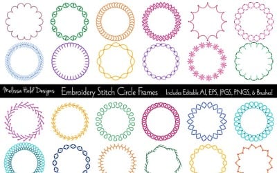 Embroidery Stitch Circle Frames Pattern