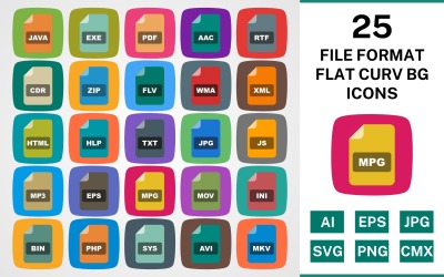 25 FILFORMAT FLAT CURV BG PACK Ikonuppsättning