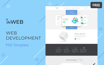 InWeb - Web Development Studio Clean Multipage Gratis PSD-sjabloon