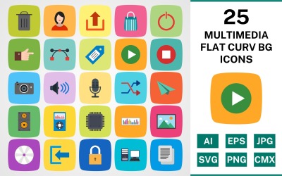 25 MULTIMEDIALNY PŁASKI CURV BG PACK Zestaw ikon