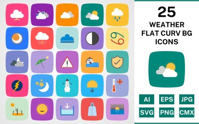 25 WEATHER FLAT CURV BG PACK Icon Set