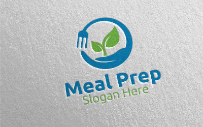 Modèle de logo de préparation de repas 8 aliments sains