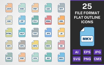 Набор иконок для пакета с плоским дизайном из 25 файлов
