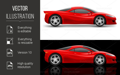 Red Sport Car Icon - Vector Image