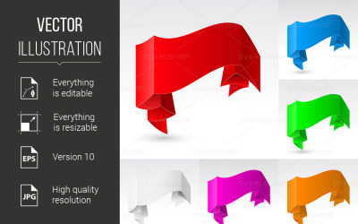 Wave Banners set Number Seve - Vector Image