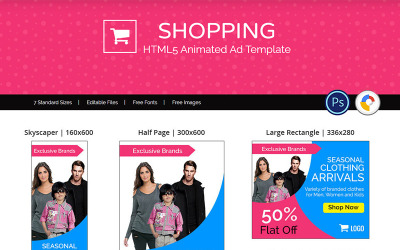 Compras - Banner animado com designs