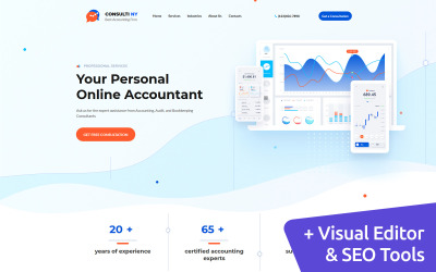Consulti NY - Muhasebe Firması MotoCMS Açılış Sayfası Şablonu
