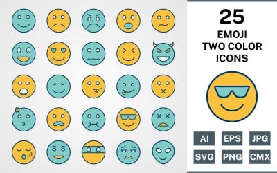 25 EMOJI FILLED TWO COLORS PACK Icon Set