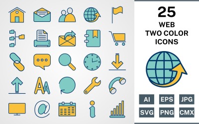 25个Web填充的两个颜色包图标集