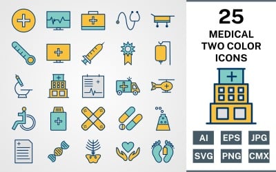 25 ORVOSI TÖLTETT KÉT SZÍNŰ PACK Ikonkészlet