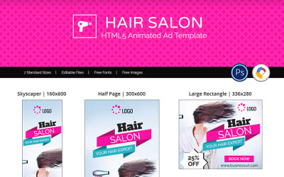 Шаблоны парикмахерских - Анимированный баннер HTML5 Design